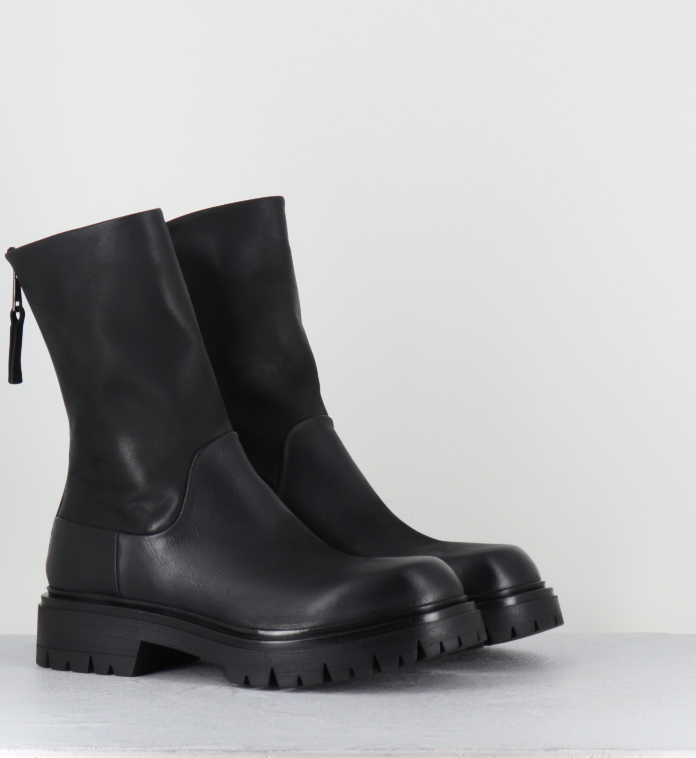 Boots bikers en cuir noir - E2644 BOSTON NERO