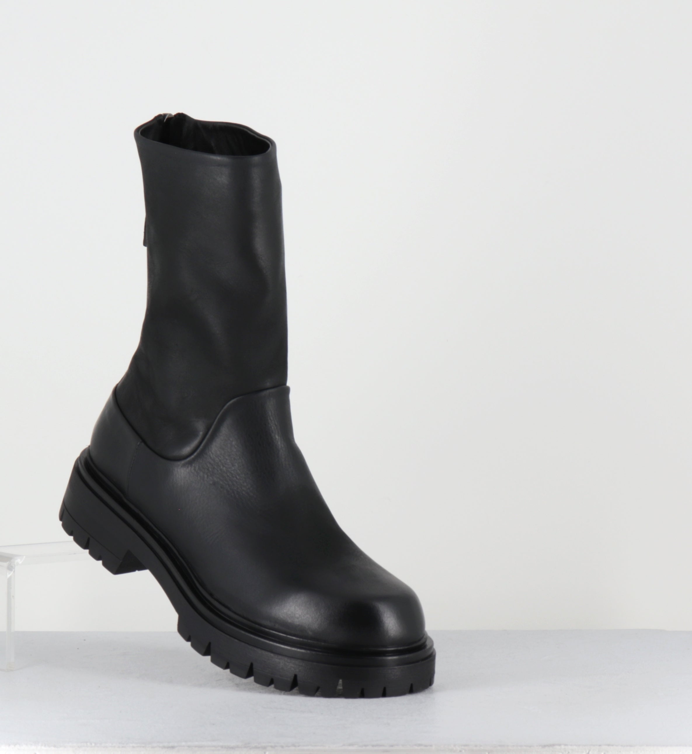 Boots bikers en cuir noir - E2644 BOSTON NERO