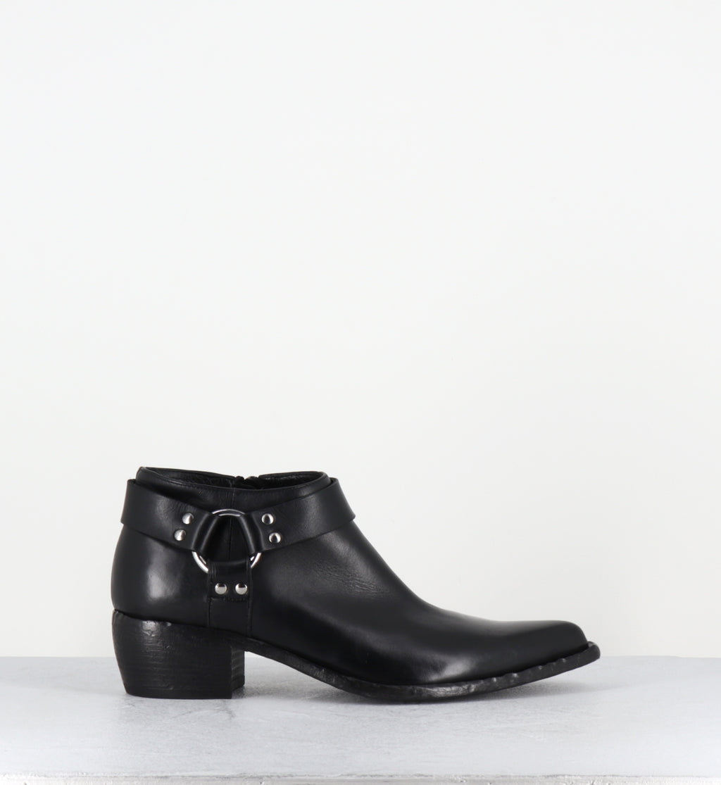 Santiags courtes en cuir noir - E4578 TALCO NERO