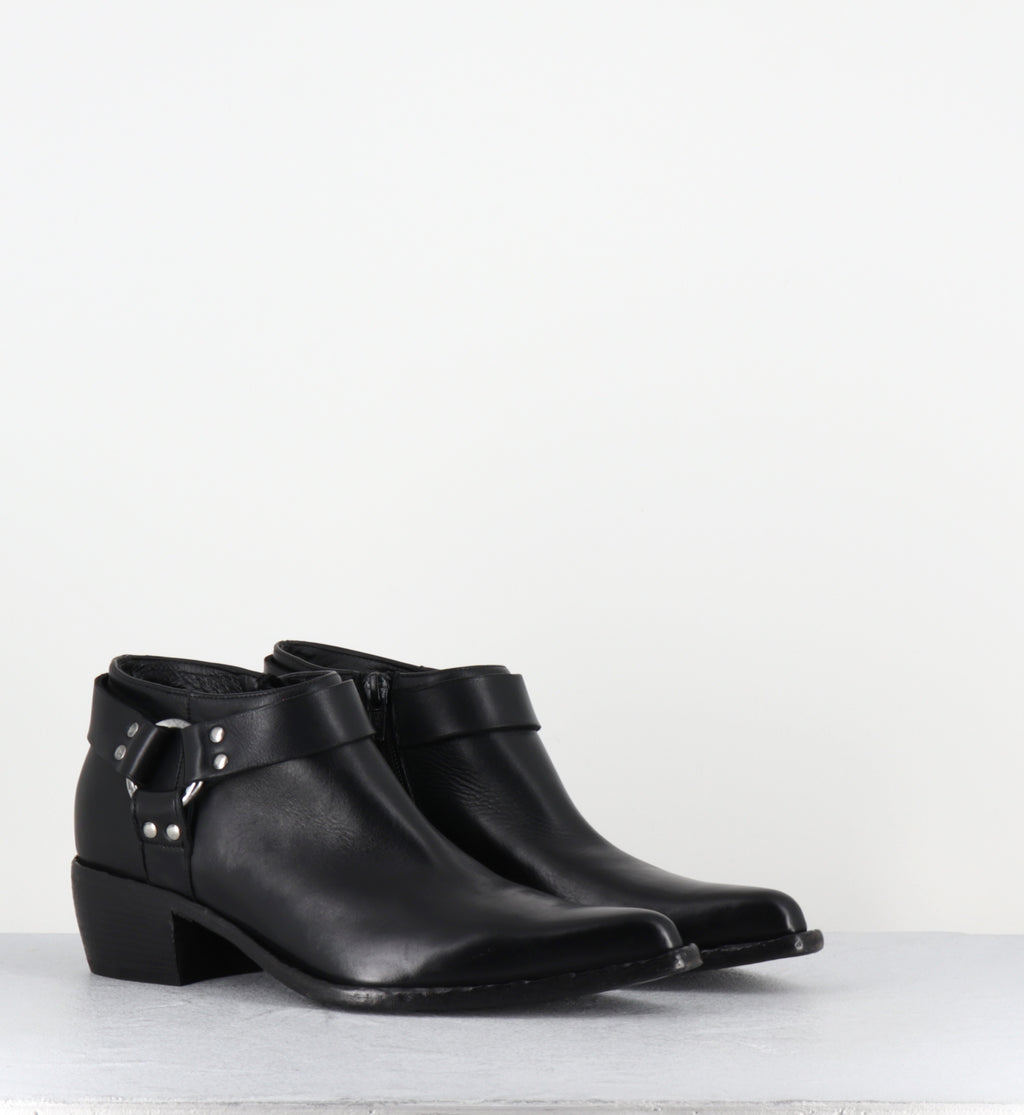 Santiags courtes en cuir noir - E4578 TALCO NERO