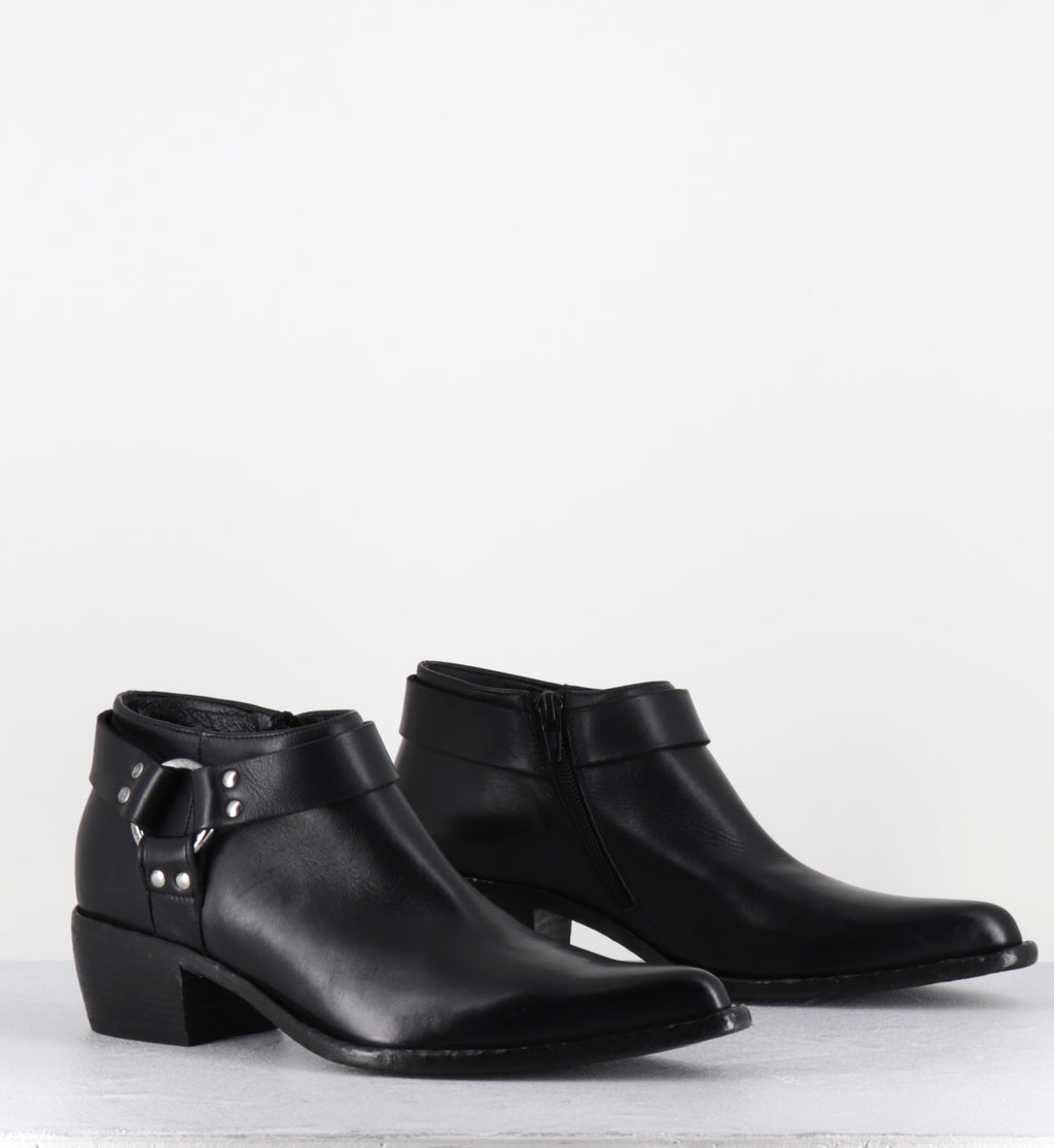 Santiags courtes en cuir noir - E4578 TALCO NERO
