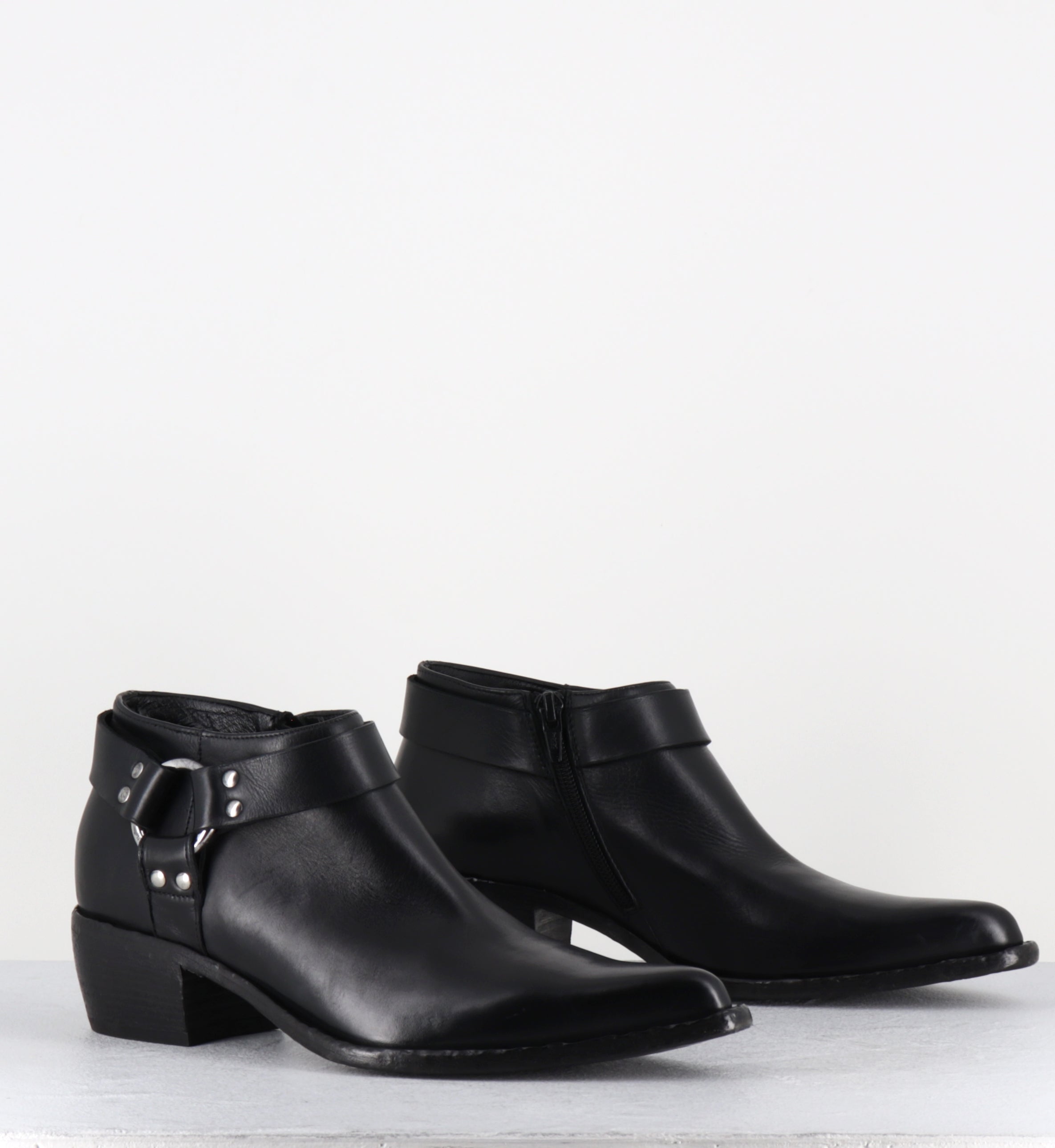 Santiags courtes en cuir noir - E4578 TALCO NERO