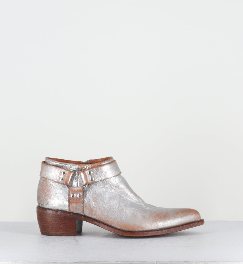 Santiags courtes cuir argent - E4578 SUPRIME SILVER