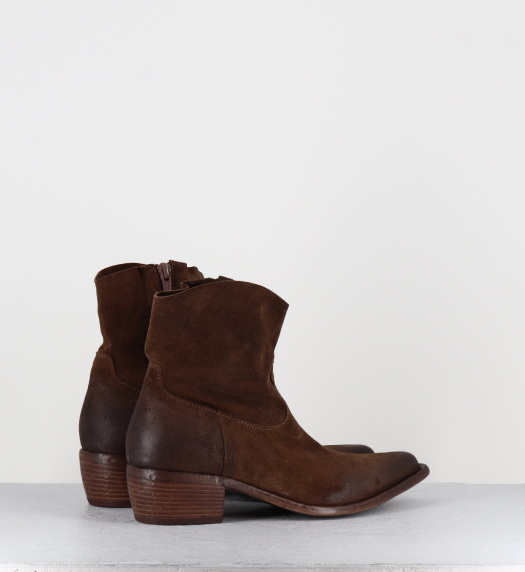 Boots santiags en daim camel - E4590 WASH TABACCO