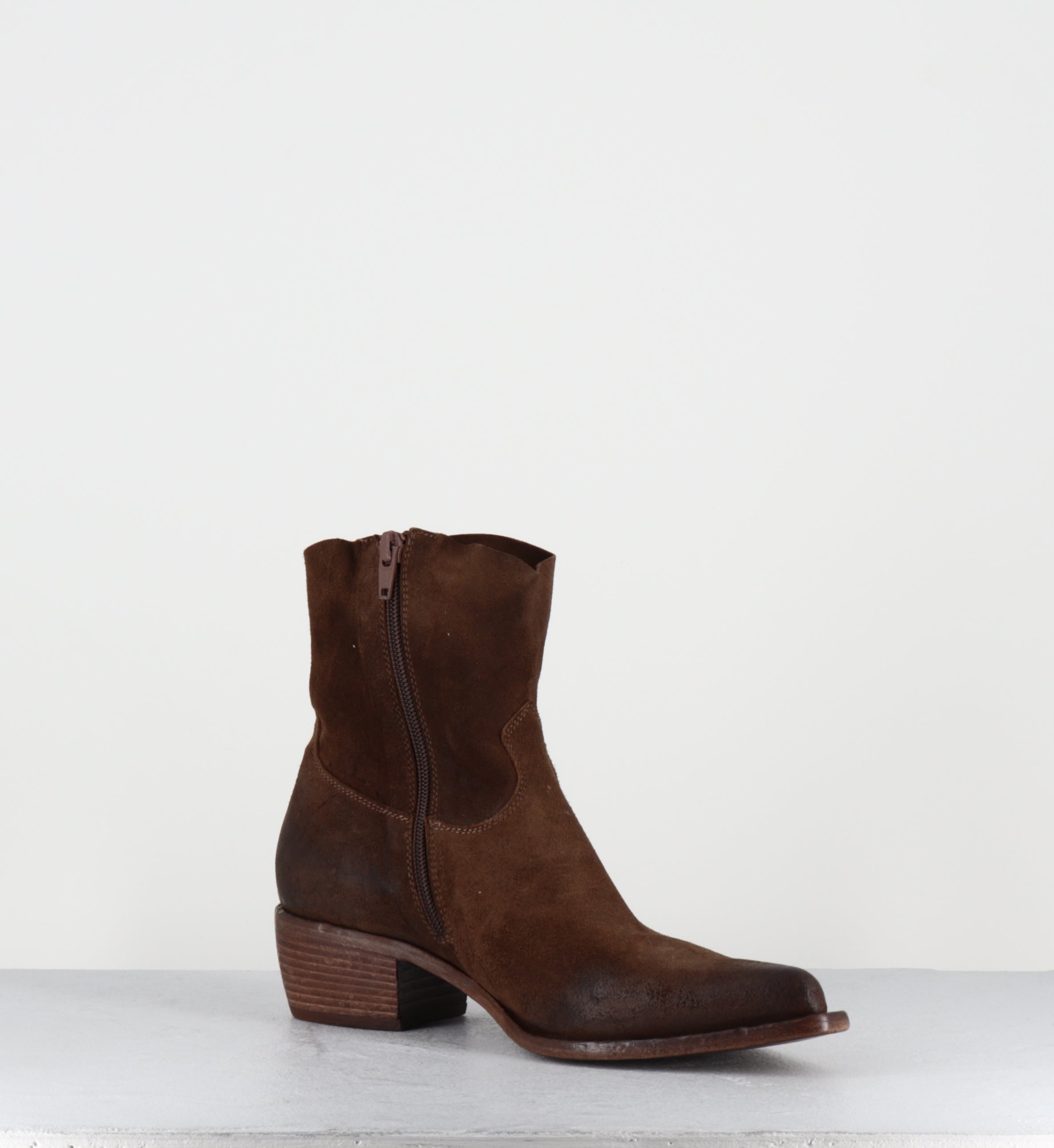 Boots santiags en daim camel - E4590 WASH TABACCO