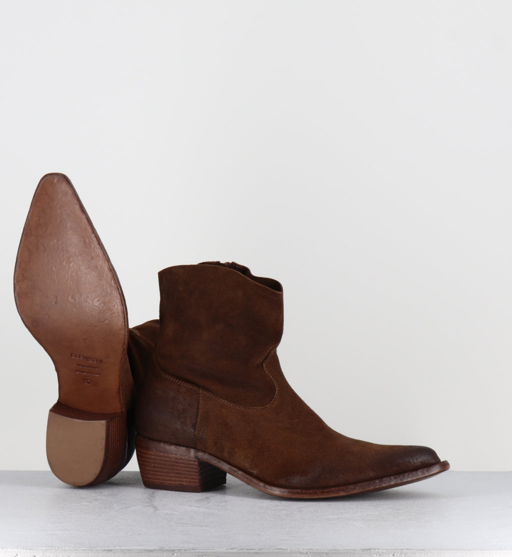 Boots santiags en daim camel - E4590 WASH TABACCO