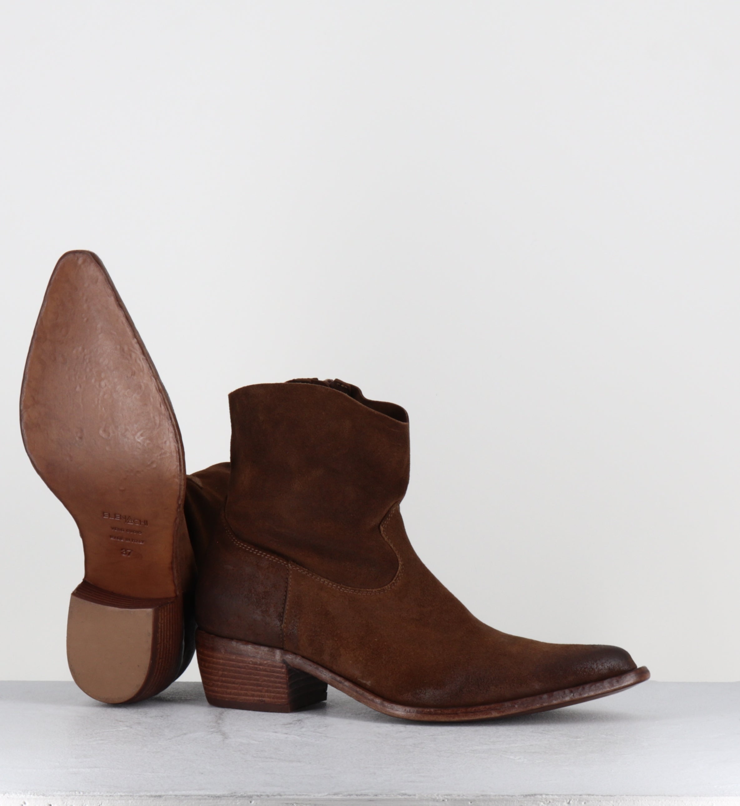 Boots santiags en daim camel - E4590 WASH TABACCO