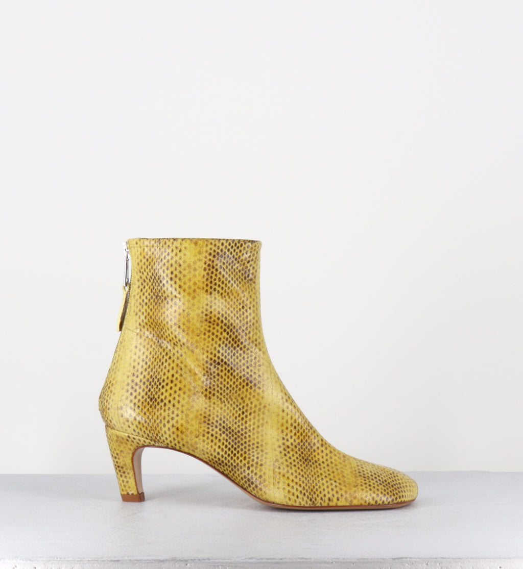 Boots en cuir imprimé serpent jaune - E4643 NEPAL LIME