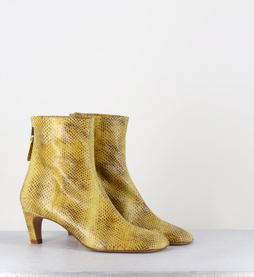 Boots en cuir imprimé serpent jaune - E4643 NEPAL LIME