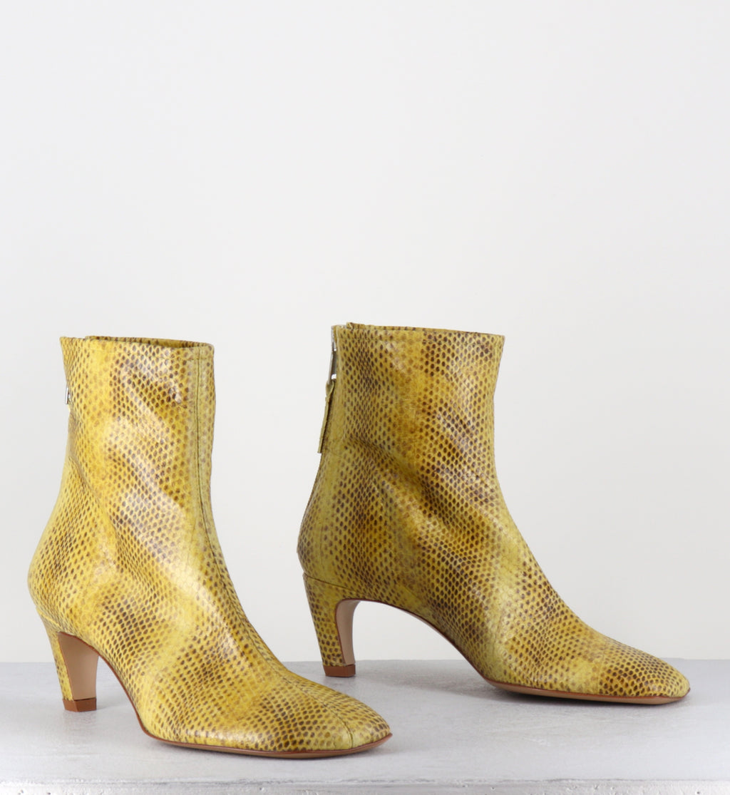 Boots en cuir imprimé serpent jaune - E4643 NEPAL LIME