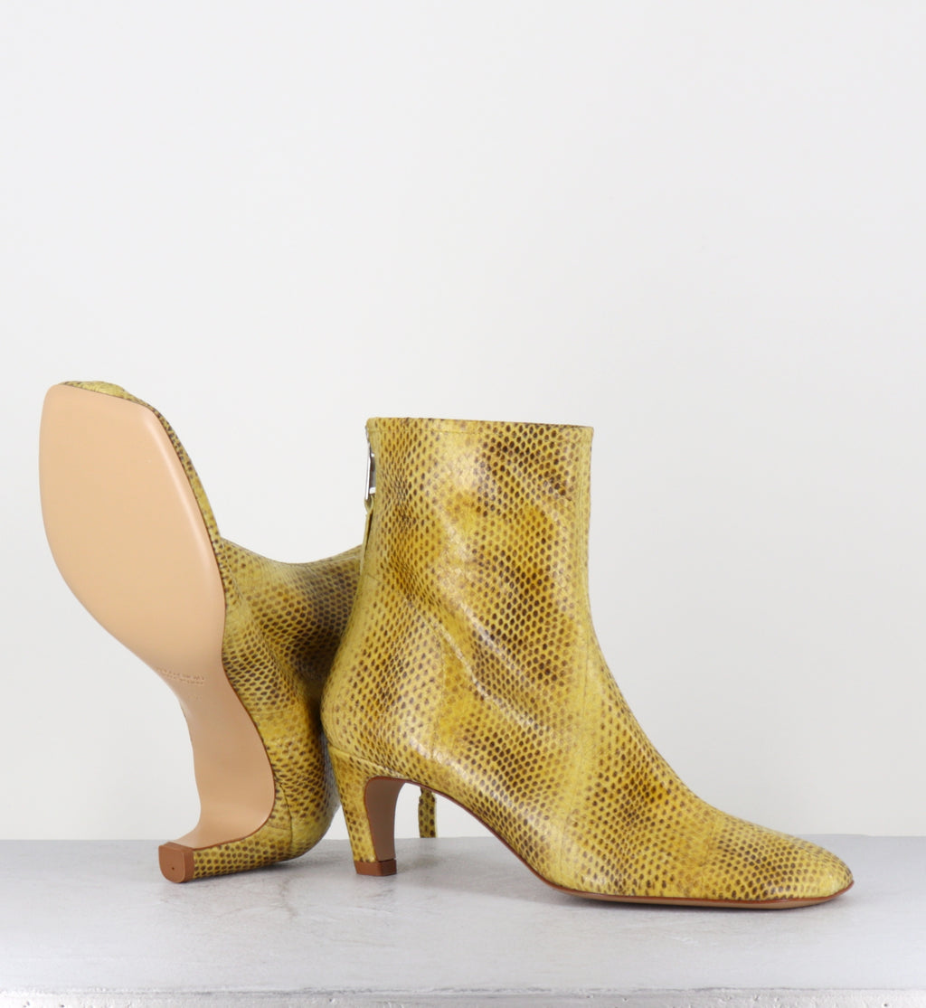Boots en cuir imprimé serpent jaune - E4643 NEPAL LIME