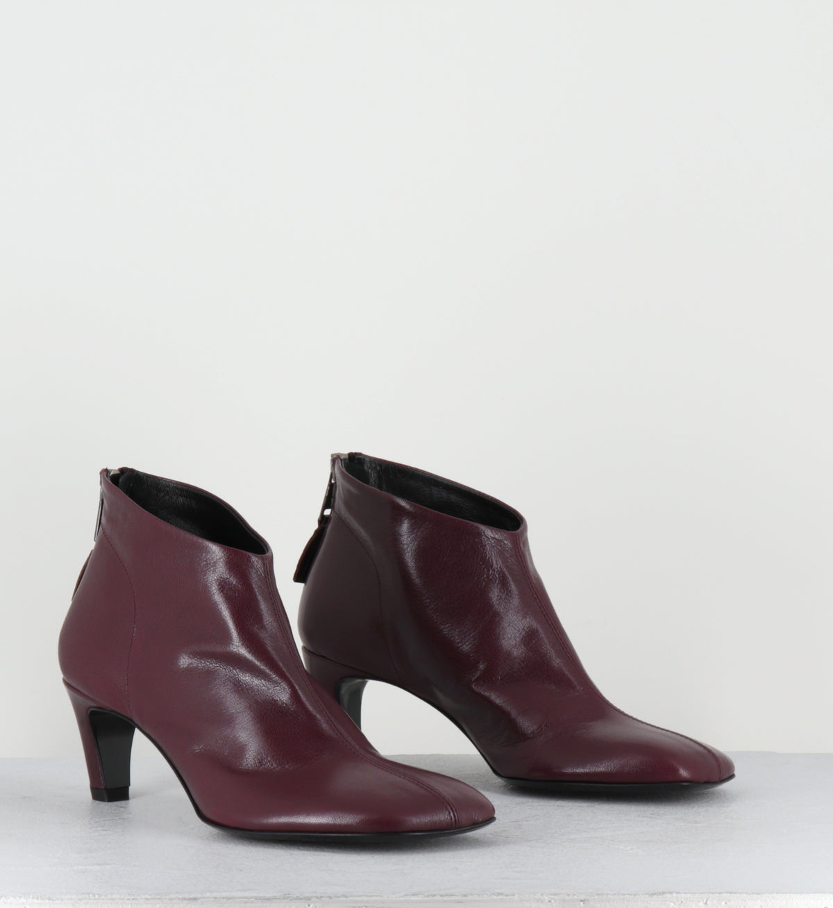 Boots courtes en cuir pune - E4763 GLOVE WINE