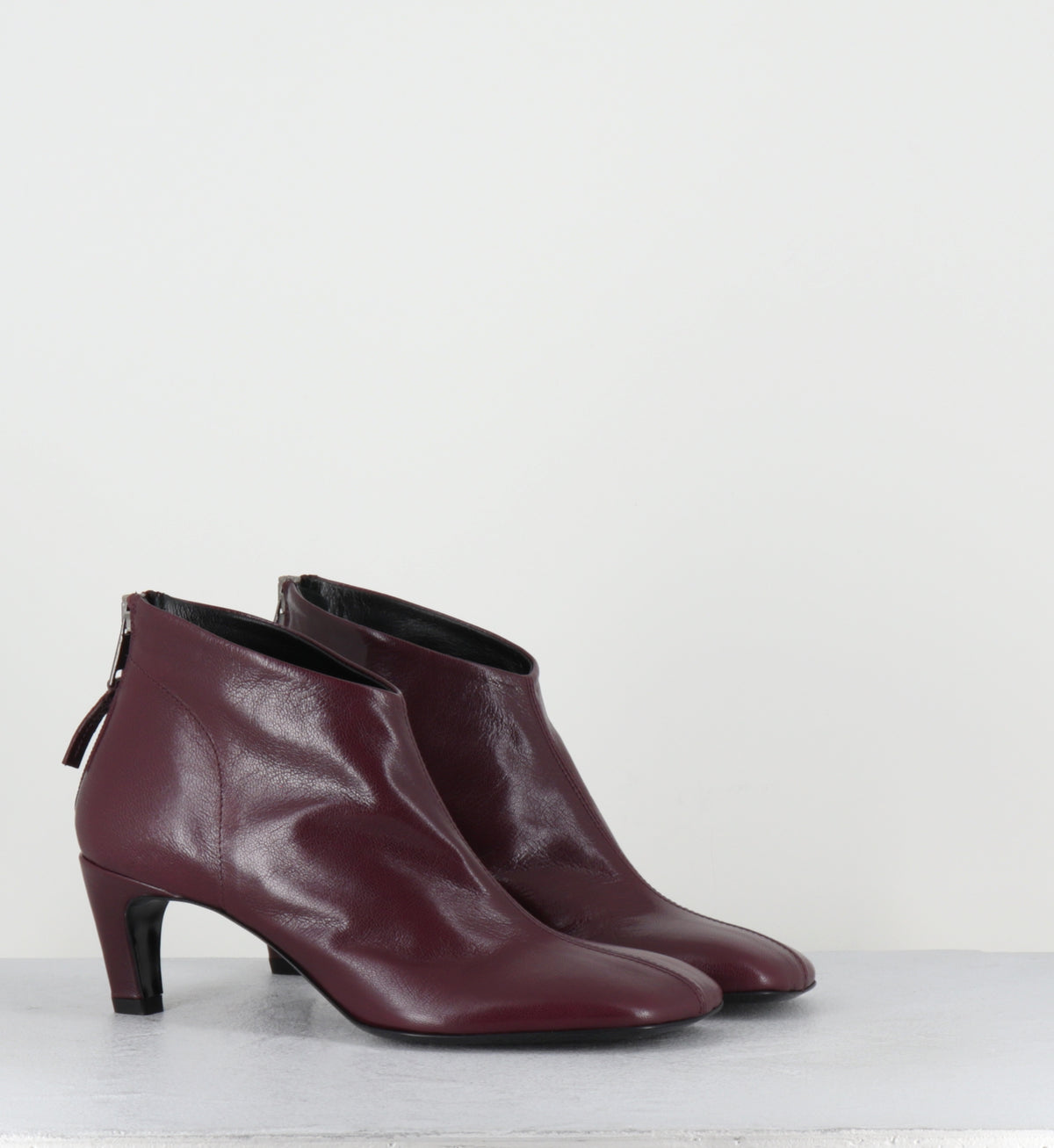 Boots courtes en cuir pune - E4763 GLOVE WINE
