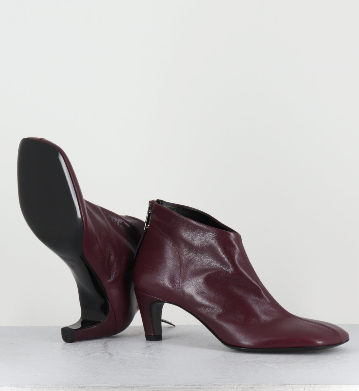 Boots courtes en cuir pune - E4763 GLOVE WINE
