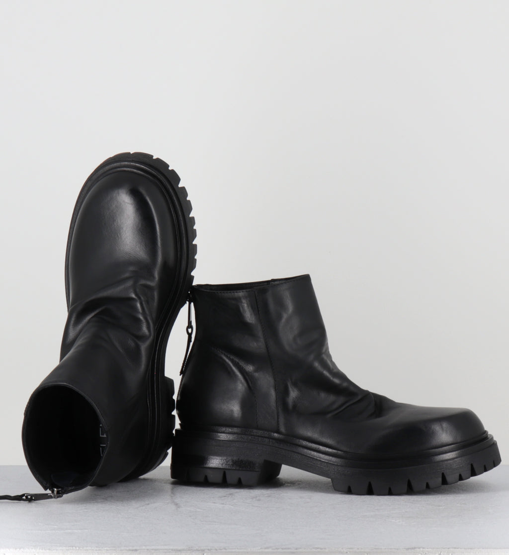 Boots courtes en cuir noir - E3548 BOSTON NERO