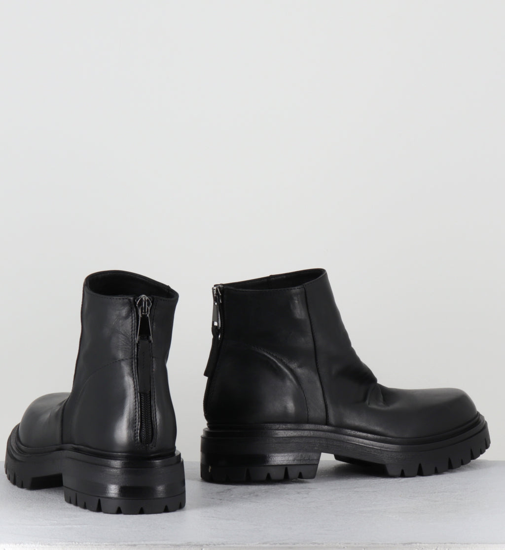Boots courtes en cuir noir - E3548 BOSTON NERO