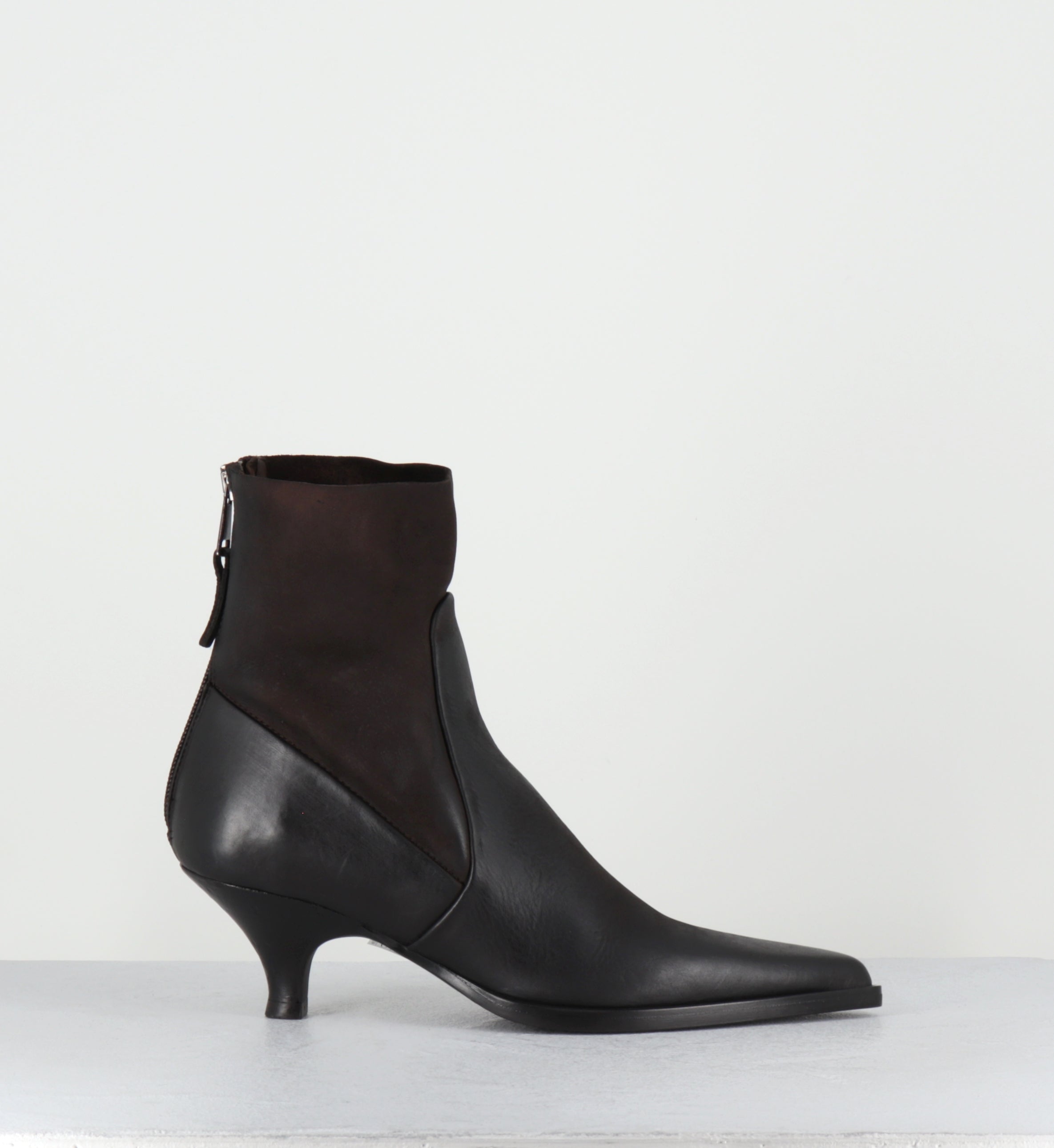 Boots bout pointu petit talon en cuir marron - E4171 BOSTON FONDENTE