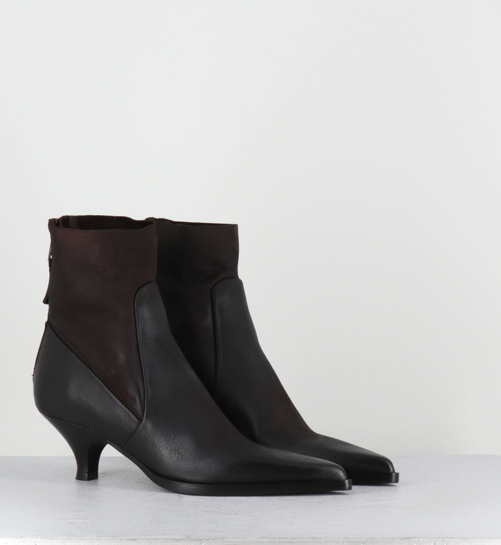 Boots bout pointu petit talon en cuir marron - E4171 BOSTON FONDENTE
