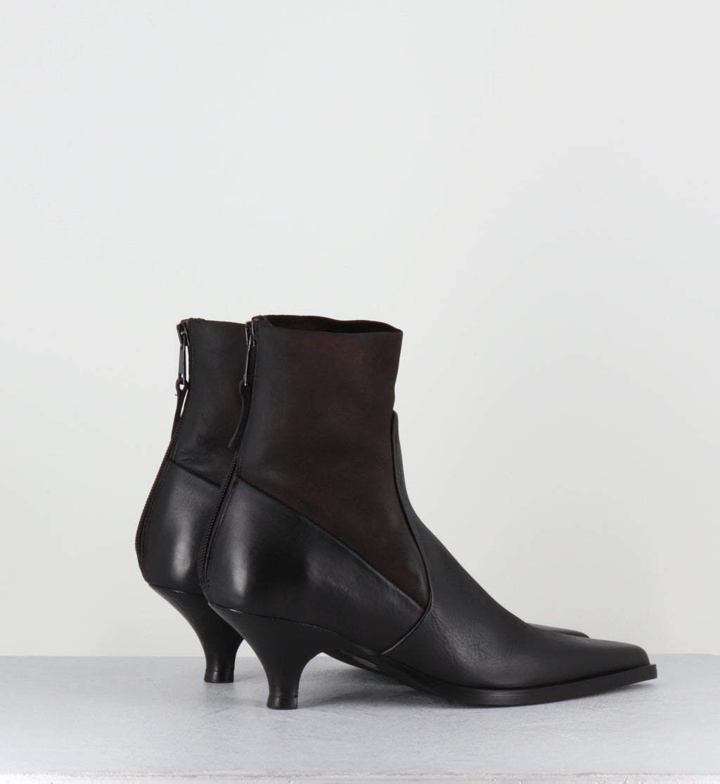 Boots bout pointu petit talon en cuir marron - E4171 BOSTON FONDENTE