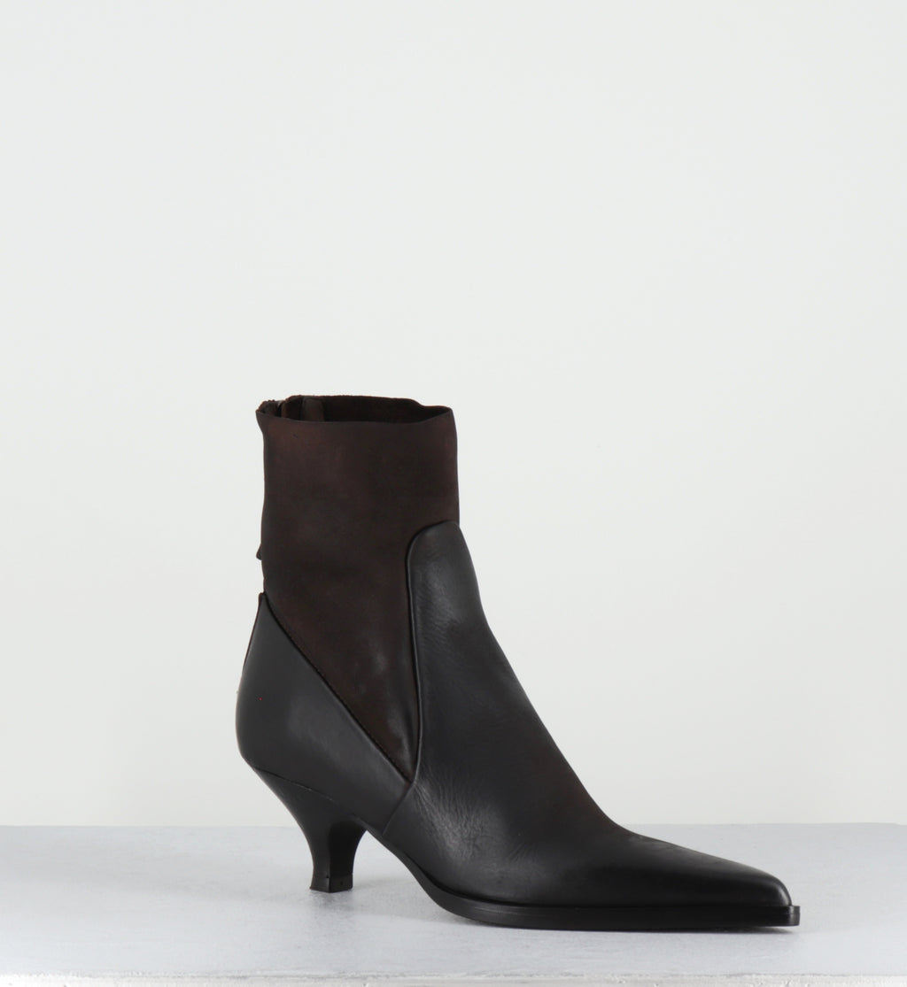 Boots bout pointu petit talon en cuir marron - E4171 BOSTON FONDENTE
