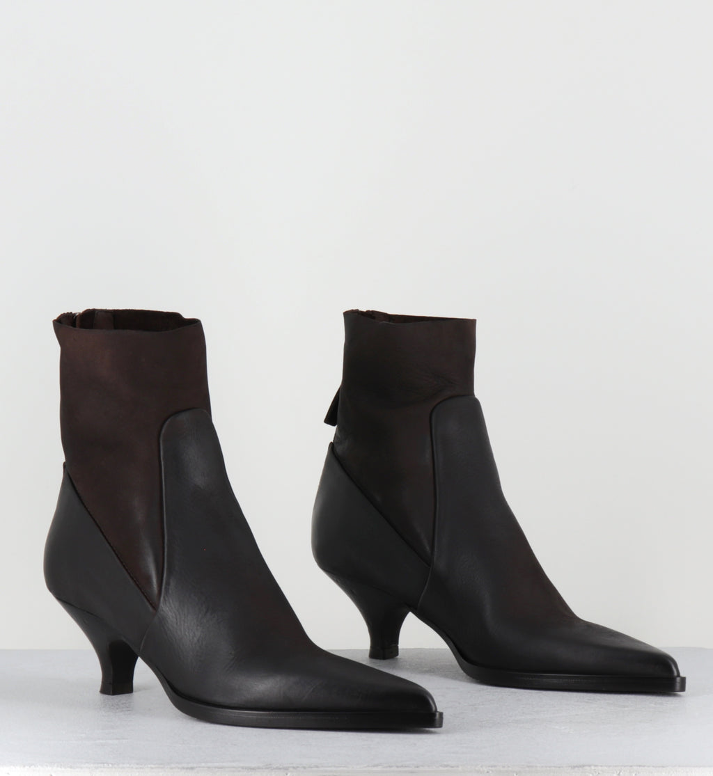 Boots bout pointu petit talon en cuir marron - E4171 BOSTON FONDENTE