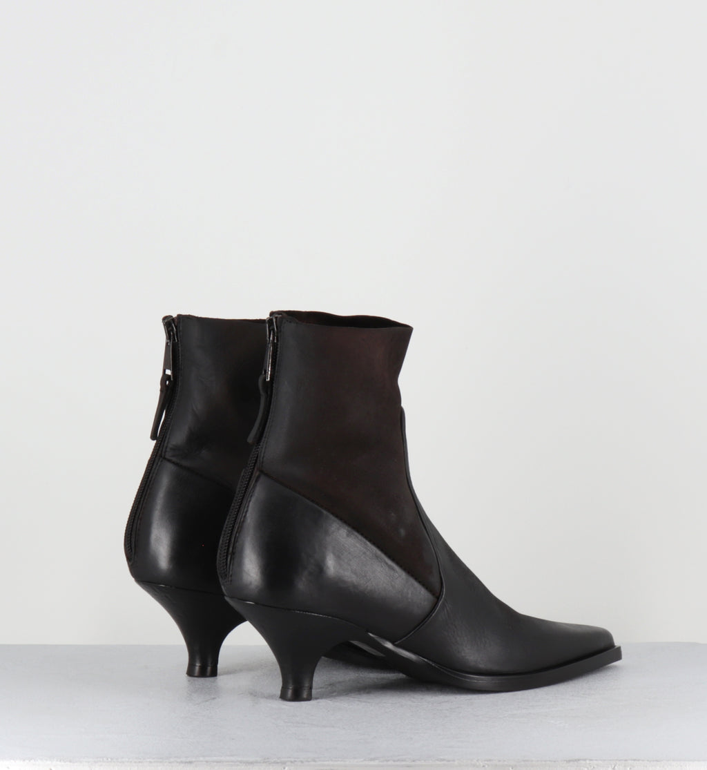 Boots bout pointu petit talon en cuir marron - E4171 BOSTON FONDENTE
