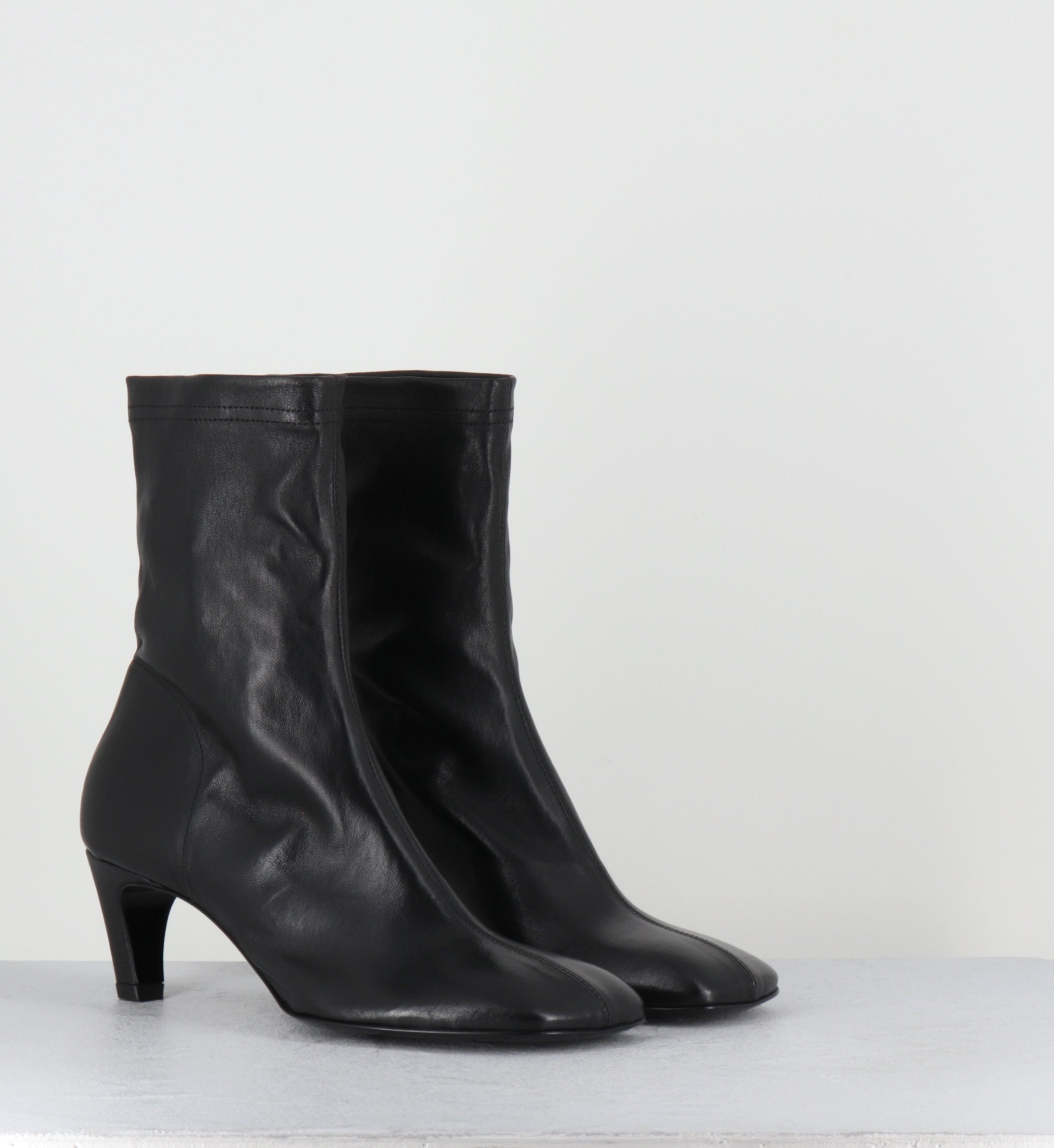 Boots en cuir noir stretch - E4644-1 NAPPA EL NERO