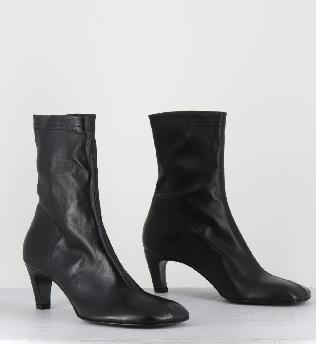 Boots en cuir noir stretch - E4644-1 NAPPA EL NERO