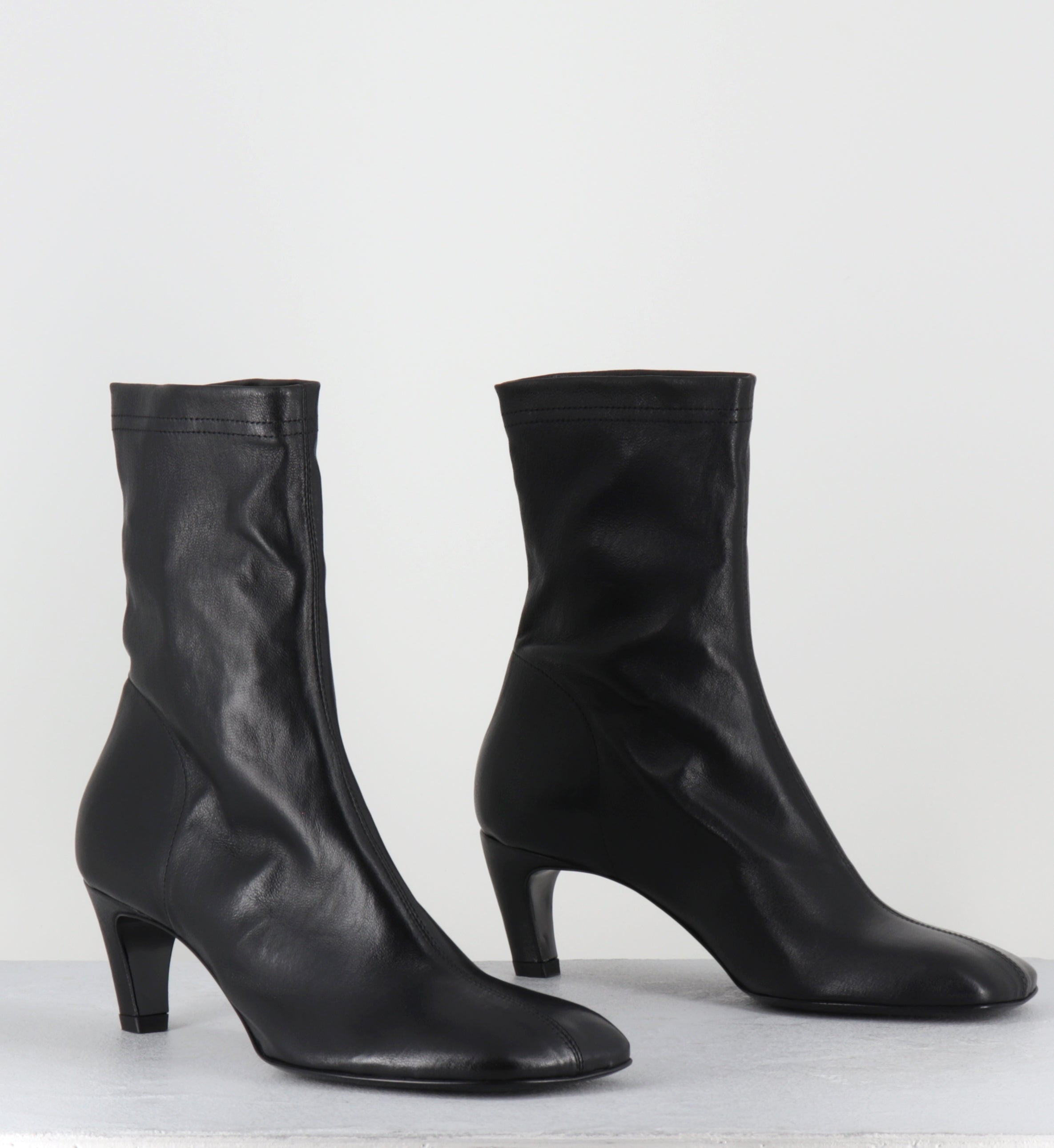 Boots en cuir noir stretch - E4644-1 NAPPA EL NERO