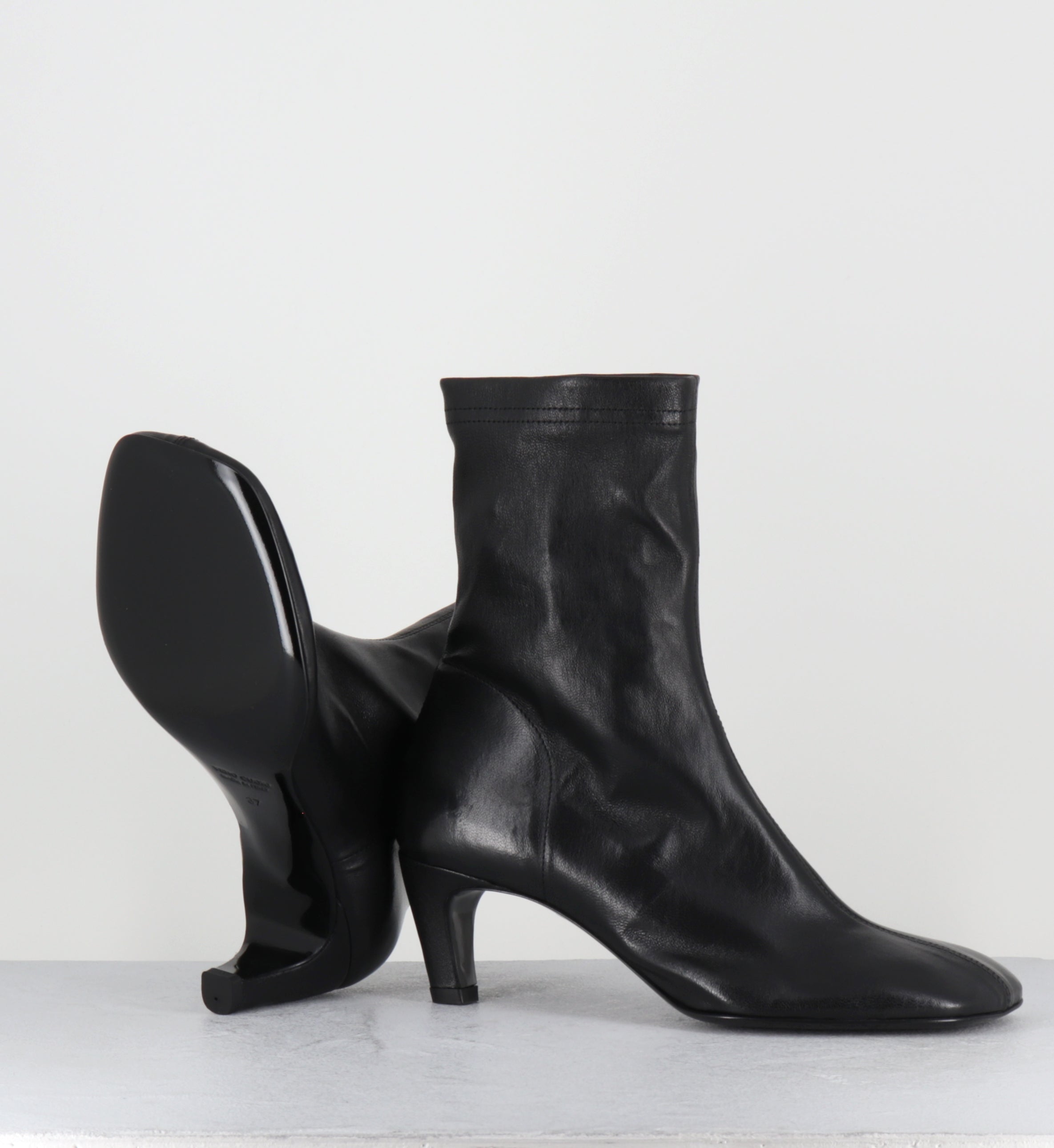Boots en cuir noir stretch - E4644-1 NAPPA EL NERO