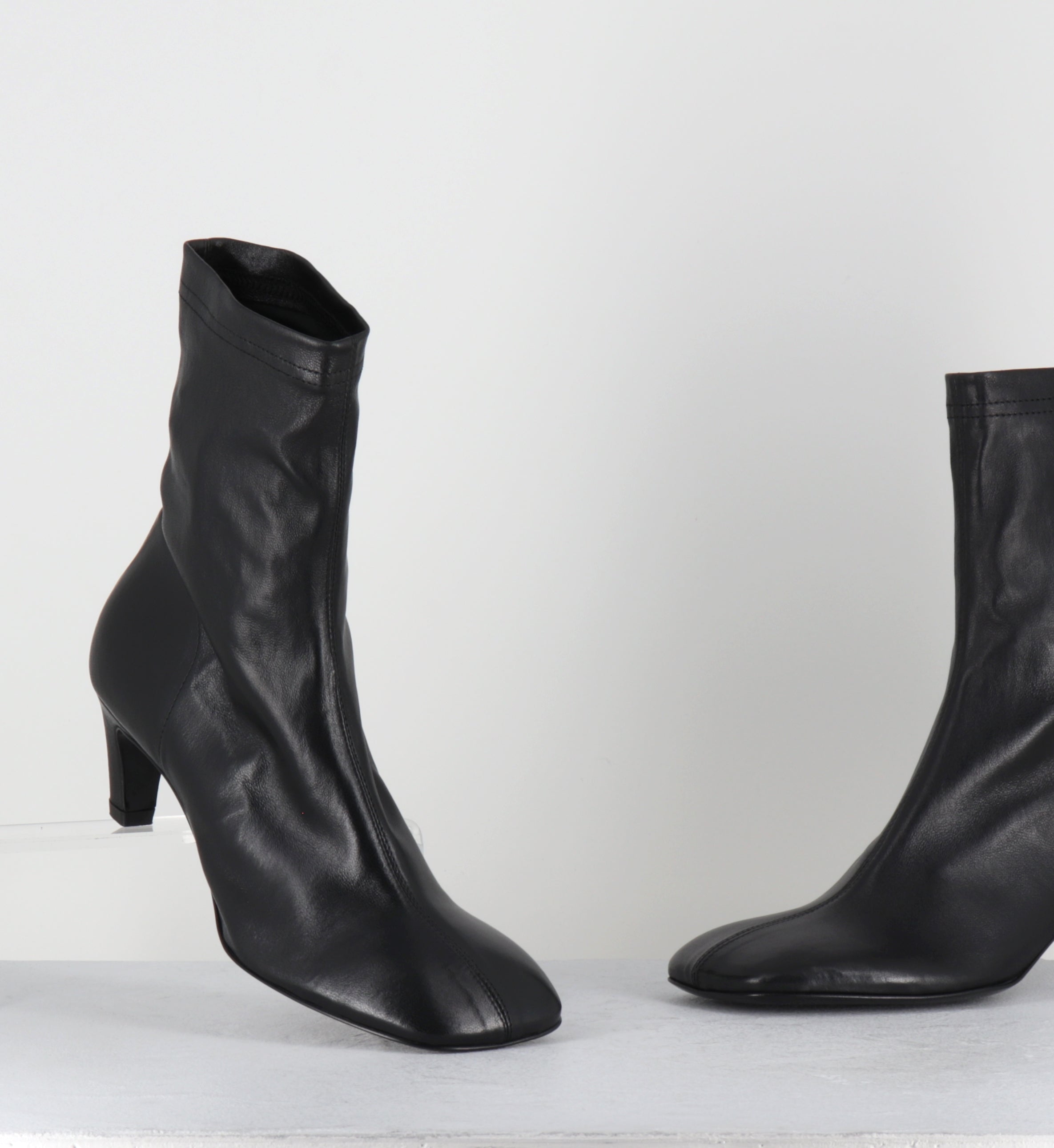 Boots en cuir noir stretch - E4644-1 NAPPA EL NERO