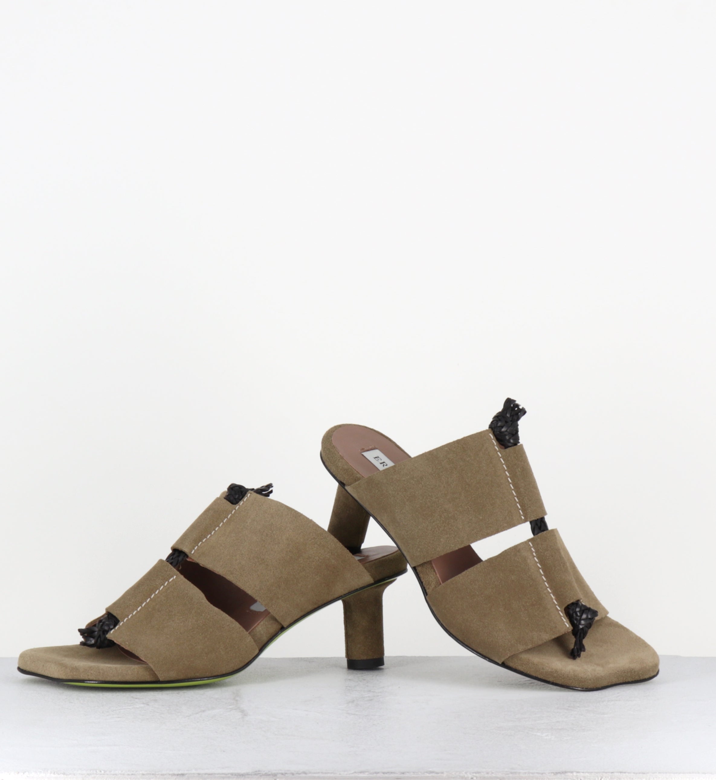 Mules en daim taupe bout anatomique - DVEG05 VELOUR SABBIA