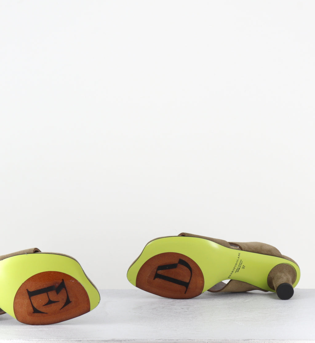 Mules en daim taupe bout anatomique - DVEG05 VELOUR SABBIA