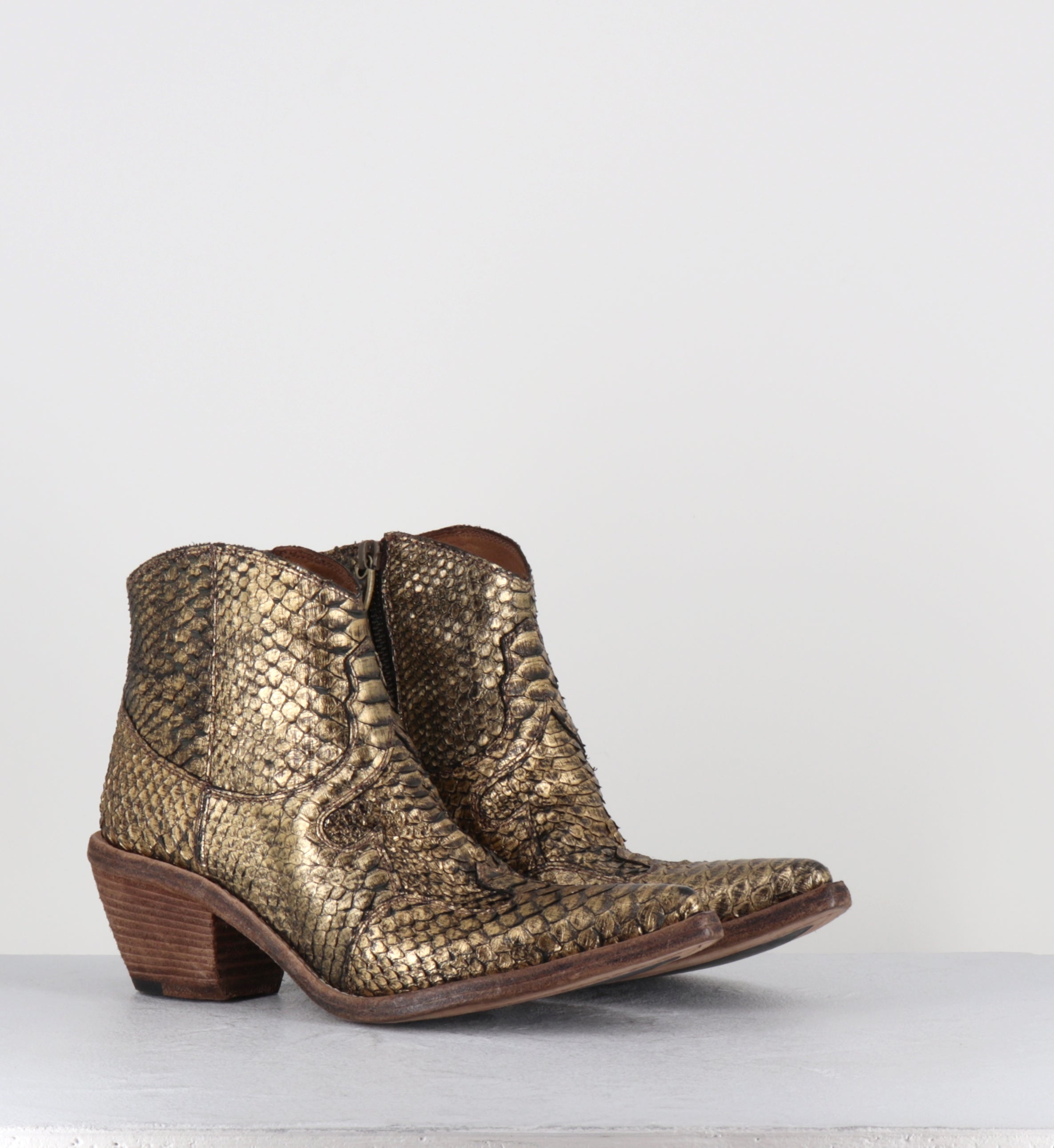 Boots santiags en python doré - 3662C PITONE ORO