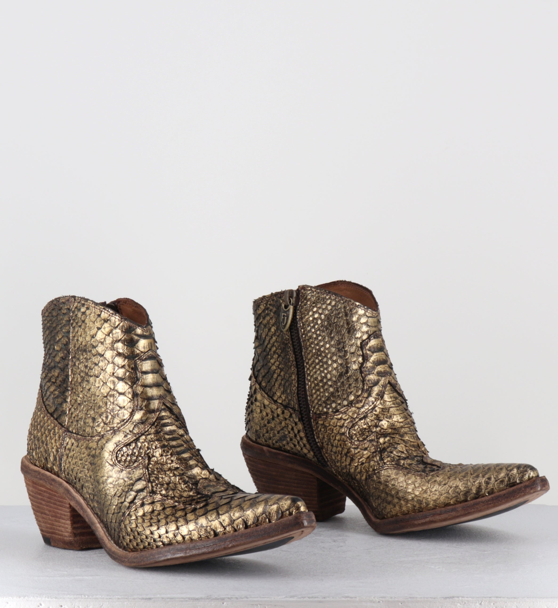 Boots santiags en python doré - 3662C PITONE ORO