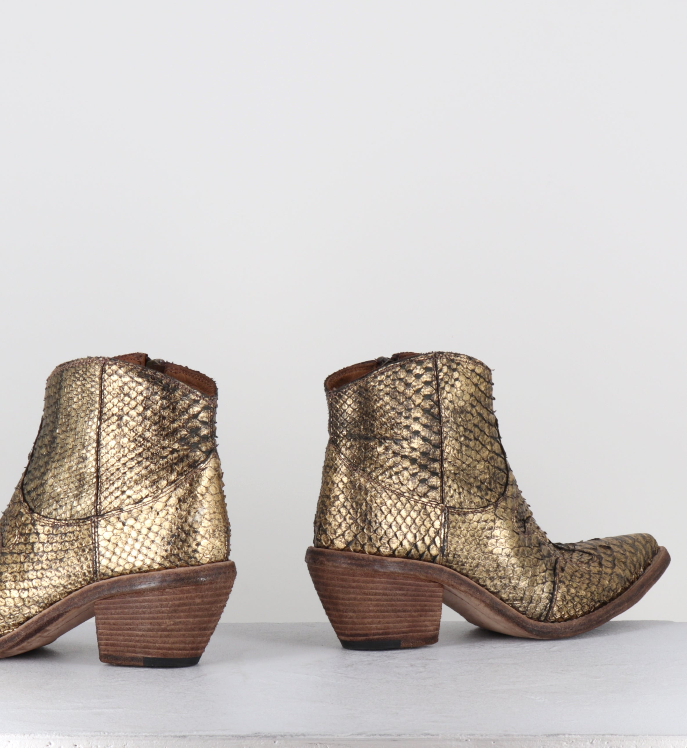 Boots santiags en python doré - 3662C PITONE ORO