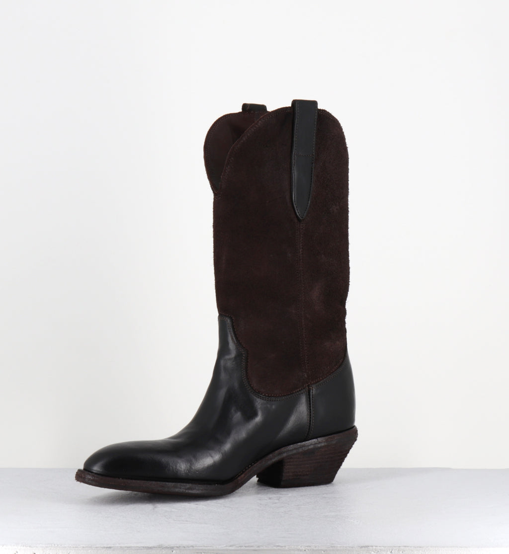 Bottes santiags en cuir et daim marron - 3234 ROVESCIO EBANO