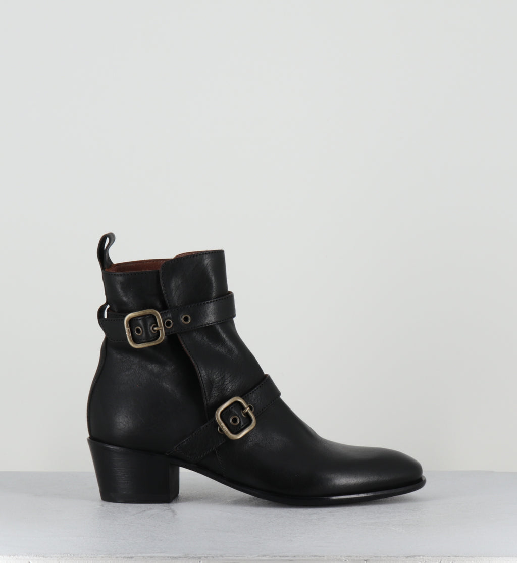 Boots indie sleaze en cuir noir à boucles - MARKD KURNI NERO