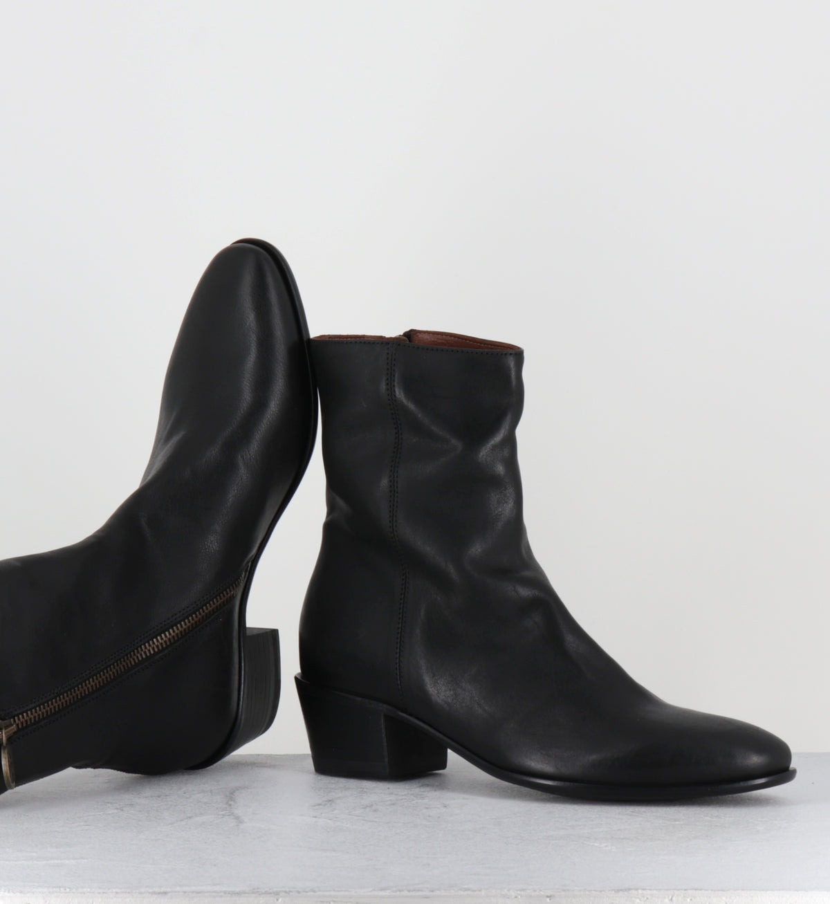 Bottines en cuir noir indie sleaze hedi slimane - MATTD KURNI NERO