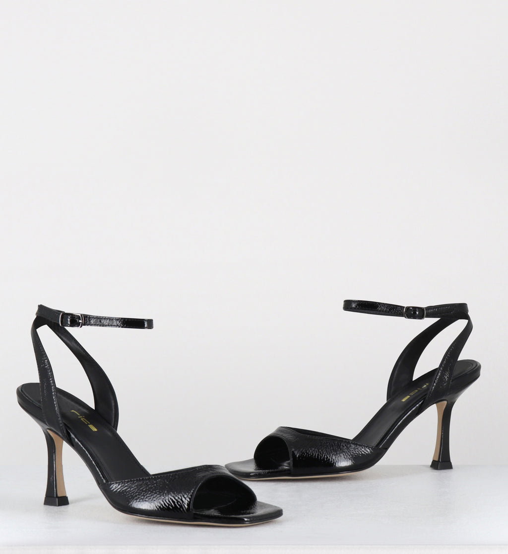 Sandales à talon cuir vernis noir - TOMA NAPLAK NERO