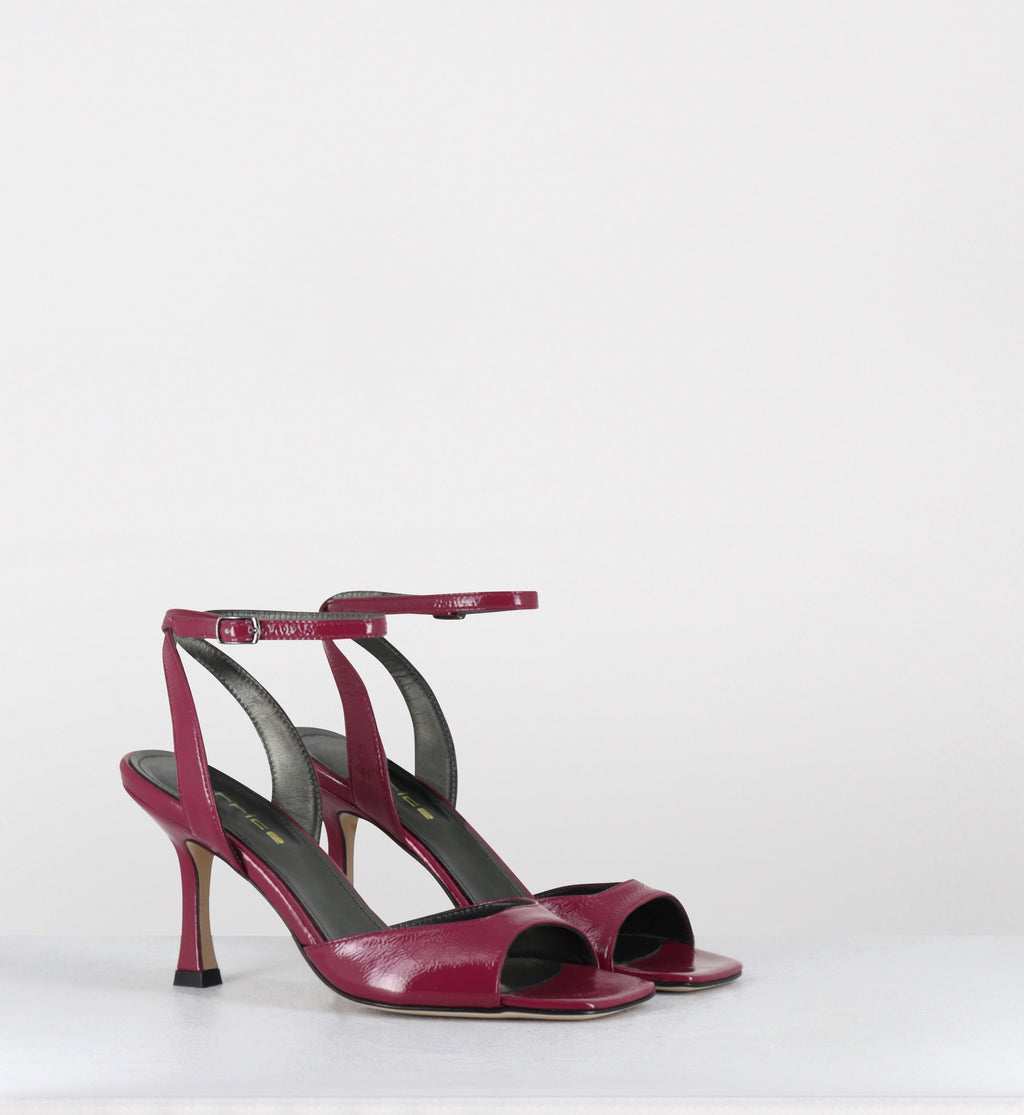 Sandales à talon cuir vernis prune - TOMA NAPLAK PRUGNA