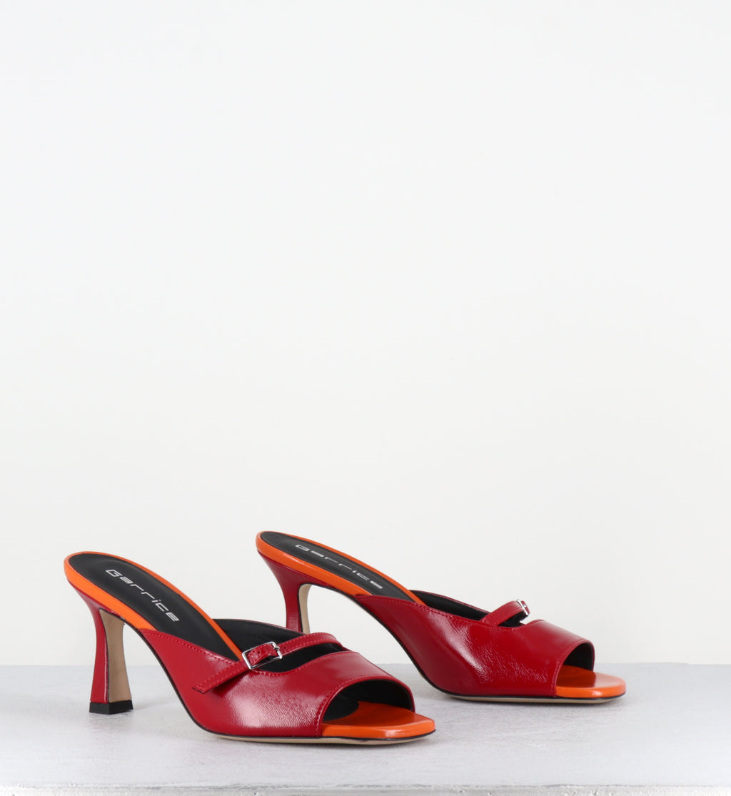 Mules à talon en cuir rouge et orange - ABILE26 VERLUX FUOCO