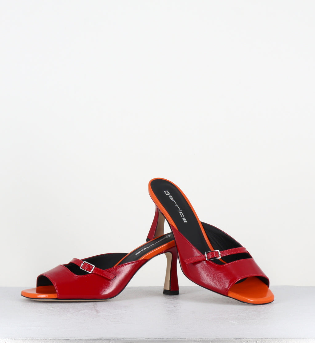 Mules à talon en cuir rouge et orange - ABILE26 VERLUX FUOCO