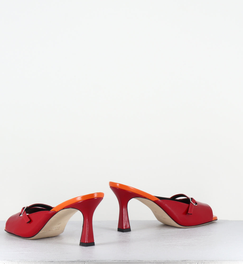 Mules à talon en cuir rouge et orange - ABILE26 VERLUX FUOCO