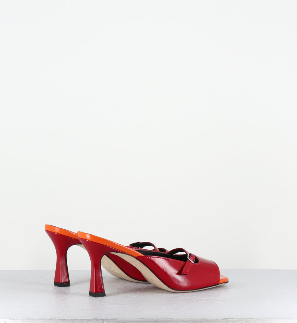 Mules à talon en cuir rouge et orange - ABILE26 VERLUX FUOCO