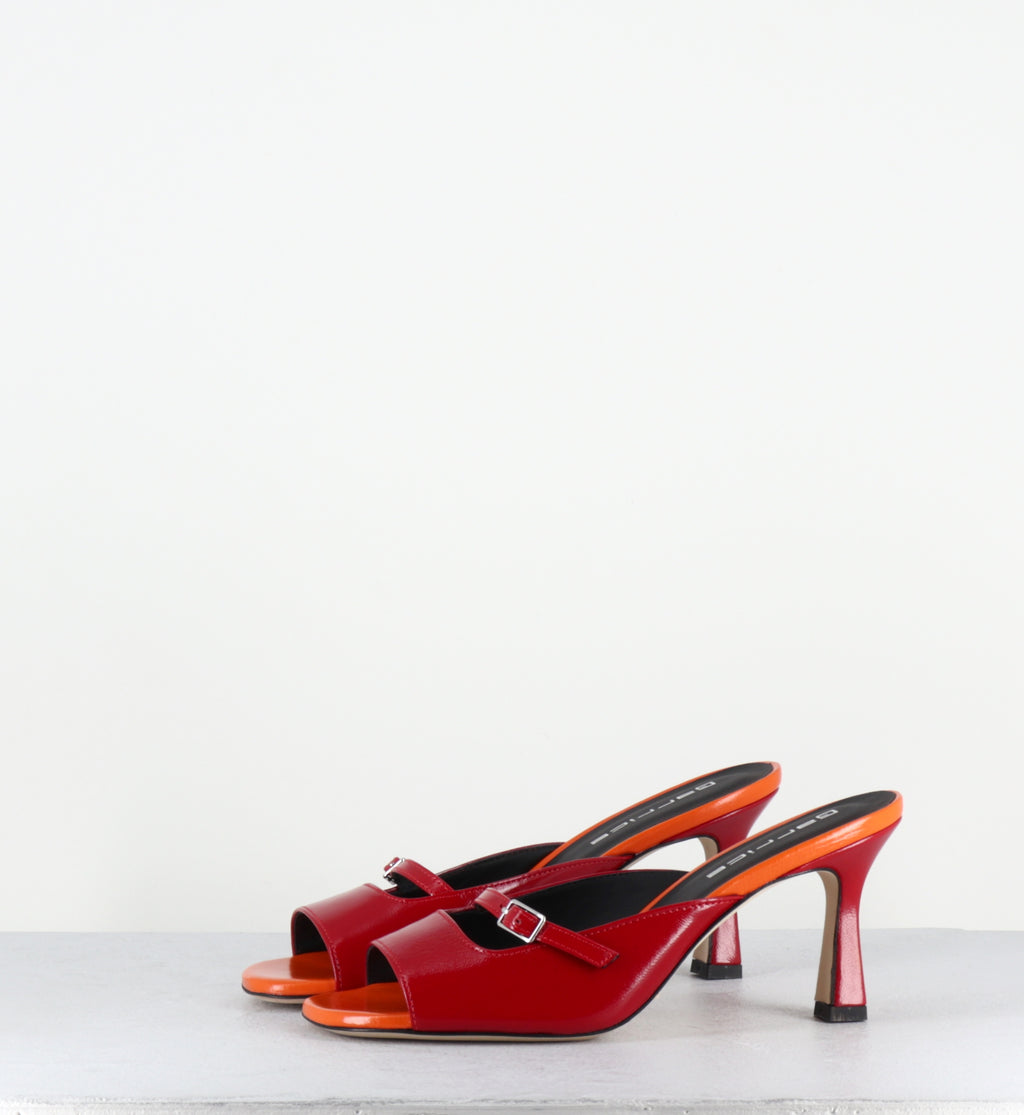 Mules à talon en cuir rouge et orange - ABILE26 VERLUX FUOCO