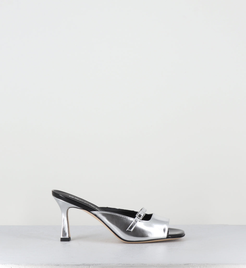 Mules à talon en cuir argent - ABILE SPECCHIO ARGENTO