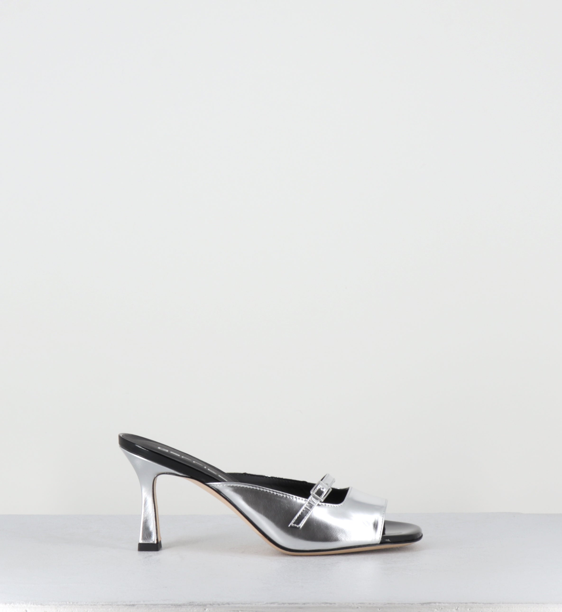 Mules à talon en cuir argent - ABILE SPECCHIO ARGENTO