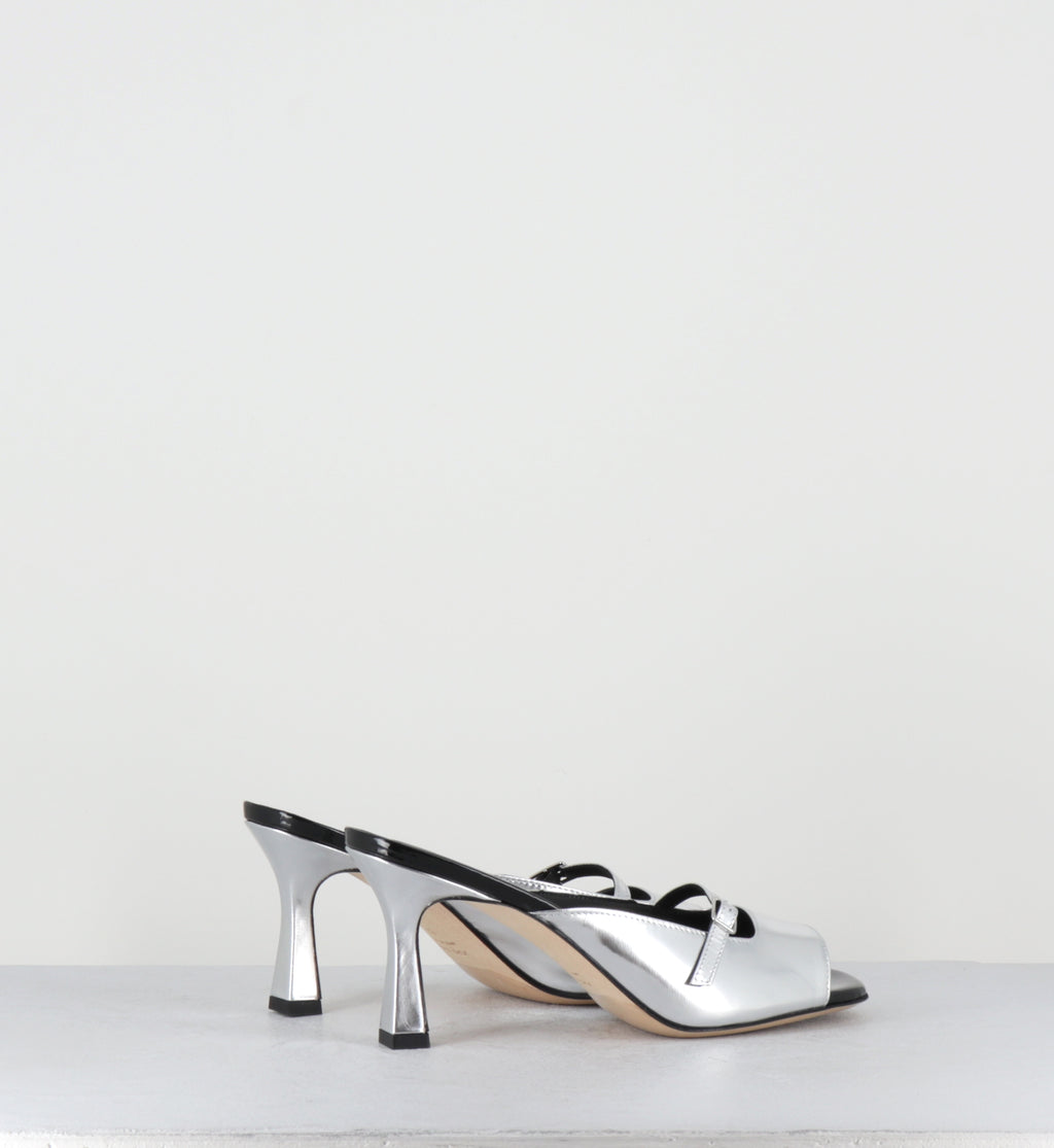 Mules à talon en cuir argent - ABILE SPECCHIO ARGENTO
