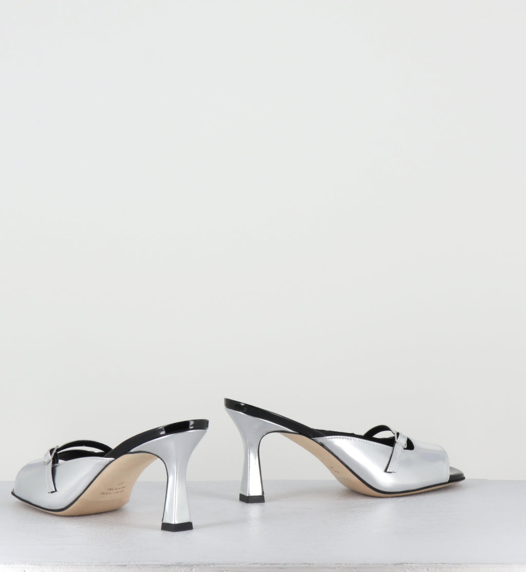 Mules à talon en cuir argent - ABILE SPECCHIO ARGENTO